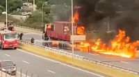 Impresionante: así fue el incendio y explosión del camión en Ruta 9 [Video]