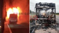 Fernández: un colectivo ardió y se consumió por completo en la Ruta 34 [VIDEO]